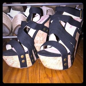 JustFab Black Wedges